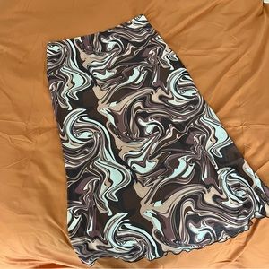 Brown swirl Graphic abstract Mesh Midi Skirt
